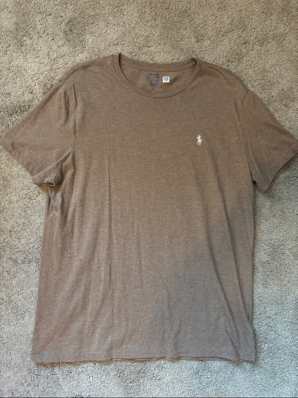 Polo by Ralph Lauren Brown Heather Crew Neck Tee with White Pony